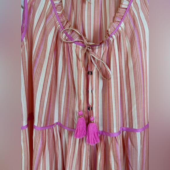 NWOT Anthropologie Visayas Boho Relaxed Striped Wide Leg Jumpsuit Pink Size Lrg - Picture 4 of 15
